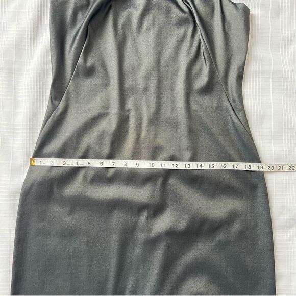 VTG Y2K CDC Gray Bateau Boat Neckline Sleeveless Cocktail Sheath Dress SZ 12 - Picture 6 of 12